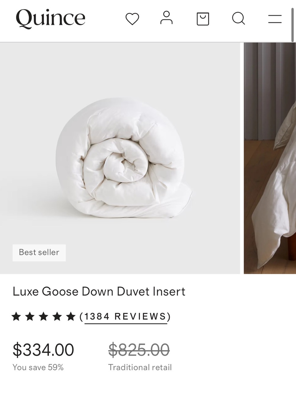 Quince Luxe Goose Down Duvet Insert — White